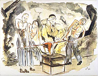 Aquarell "Arbeit in der Gie�erei"